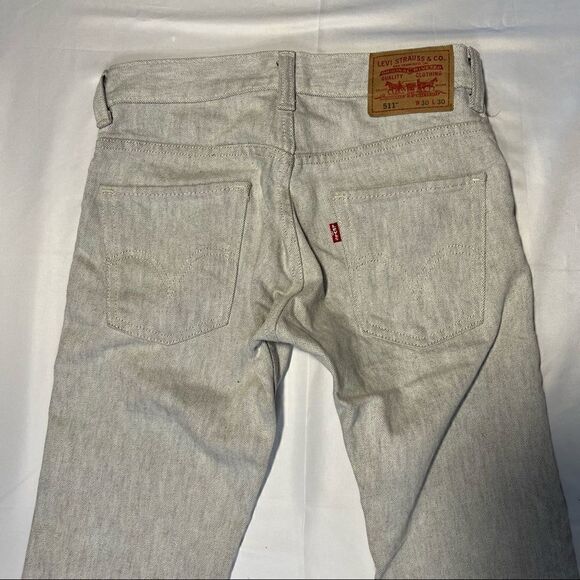 Mens Levi's 511 Skinny 30x30 Straight Leg Light Grey White Denim Jeans - Picture 8 of 9